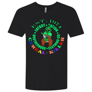 Men's Premium Fitted SS V-Neck - Green logo