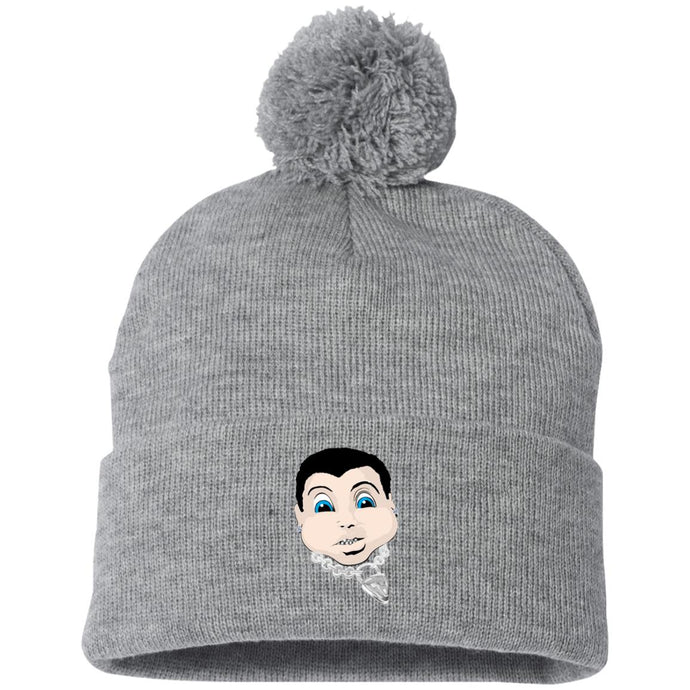 Black and Silver new-02 SP15 Pom Pom Knit Cap