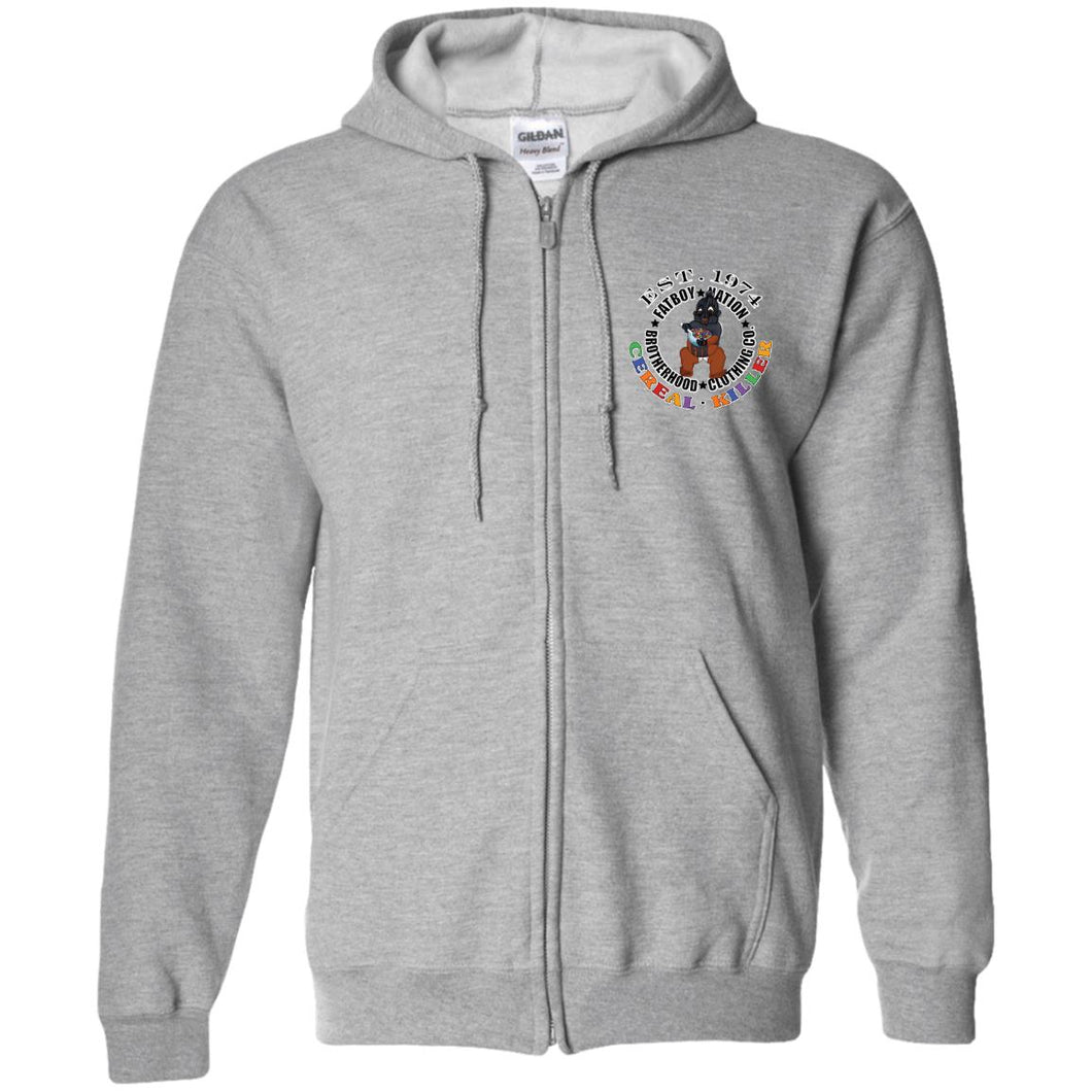 Zip Up Hooded Sweatshirt - Black logo