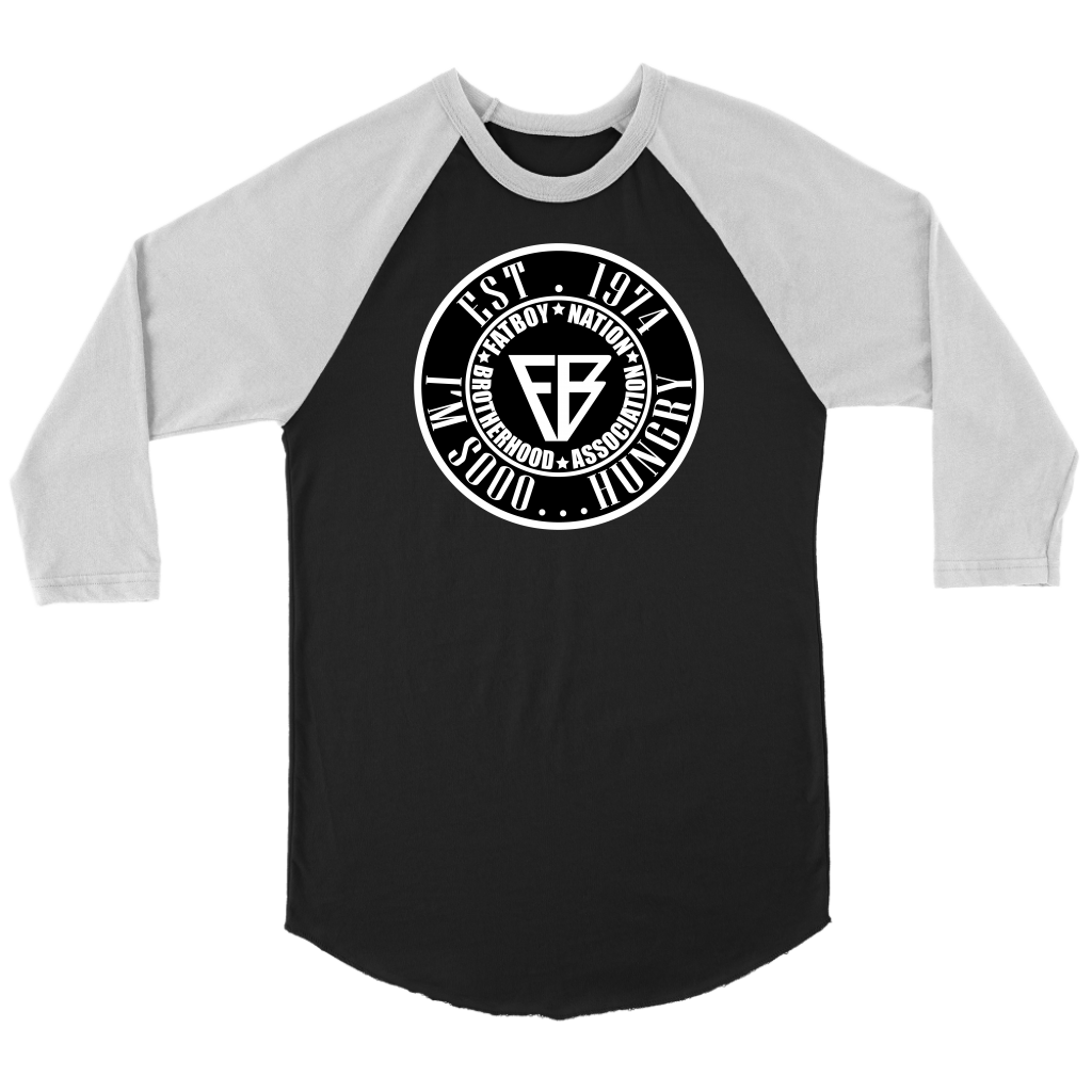 Fat Boy Nation Exclusive Black & White I'm sooo.... Hungry Unisex Baseball (T-Shirt)